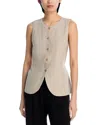 Eileen Fisher Button-down Organic Linen Vest In Undyed Natural