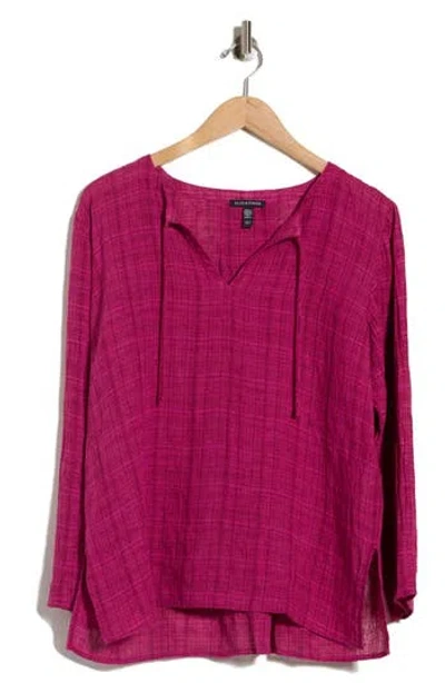 Eileen Fisher Round Neck Organic Linen Top In Red