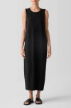 Eileen Fisher Jersey Shift Midi Dress In Black