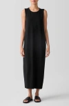 Eileen Fisher Jersey Shift Midi Dress In Black
