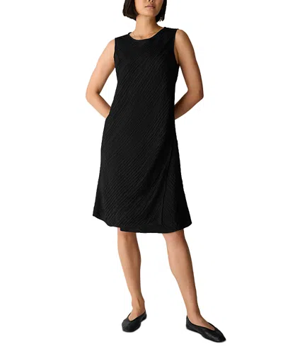 Eileen Fisher Round Neck Overlap Dress In Black
