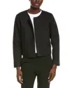 Eileen Fisher Round Neck Silk Jacket In Green