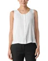 Eileen Fisher Silk Georgette Round Neck Vest In Ivory