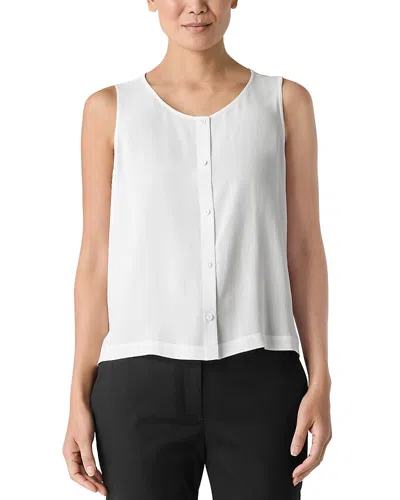 EILEEN FISHER SILK GEORGETTE CREPE ROUND NECK SILK TOP