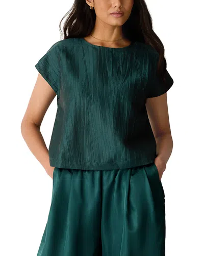 Eileen Fisher Round Neck Square Top In Green