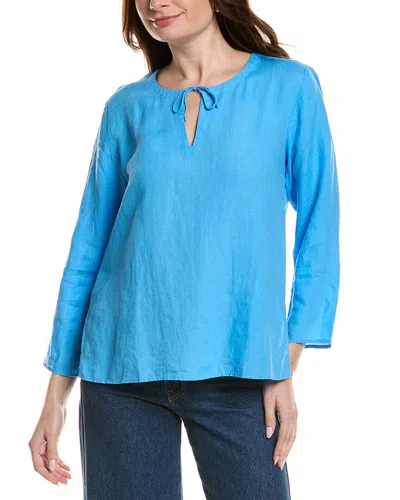 Eileen Fisher Round Neck Top In Blue