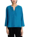 Eileen Fisher Tie-neck Organic Linen Top In Dragonfly