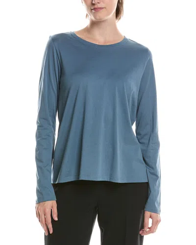 Eileen Fisher Round Neck T-shirt In Blue