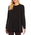 Eileen Fisher Round Neck Tunic Top In Black In Black