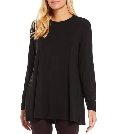 Eileen Fisher Round Neck Tunic Top In Black