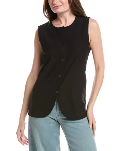 Eileen Fisher Round Neck Vest In Black