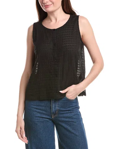 Eileen Fisher Round Neck Vest In Black