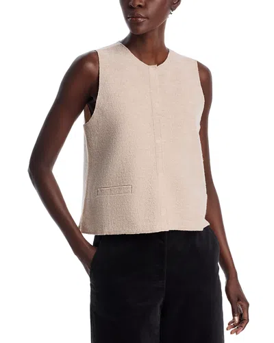 Eileen Fisher Round Neck Vest In Maple Oat