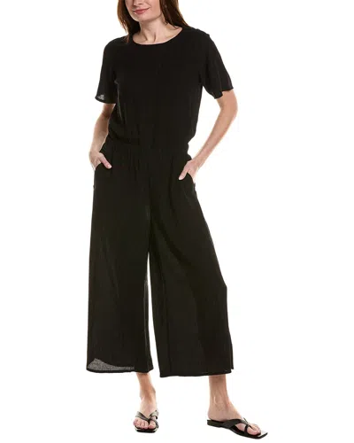Eileen Fisher Round Neck Wide Jumpsuit In Black