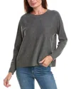 Eileen Fisher Round Neck Wool Top In Grey
