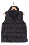Eileen Fisher Ruched High Collar Vest In Black