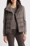 Eileen Fisher Ruched High Collar Vest In Gray