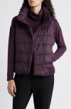Eileen Fisher Ruched High Collar Vest In Purple