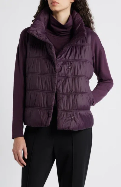 Eileen Fisher Ruched High Collar Vest In Violet