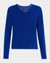 Eileen Fisher Saddle-sleeve Cotton Blend Sweater In Lapis