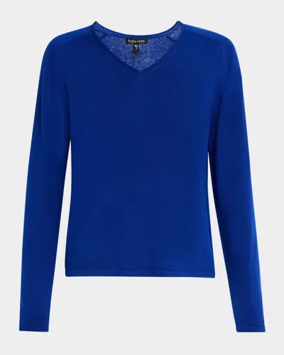 Eileen Fisher Saddle-sleeve Cotton Blend Sweater In Lapis