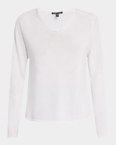 Eileen Fisher Saddle-sleeve Cotton Blend Sweater In White