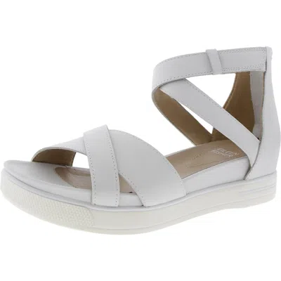 Eileen Fisher Sallylt Womens Zipper Faux Leather Flatform Sandals In Beige