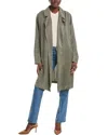 Eileen Fisher Notched Lapel Longline Coat In Green