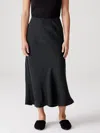 Eileen Fisher Sandwashed Cupro Bias Midi Skirt In Black