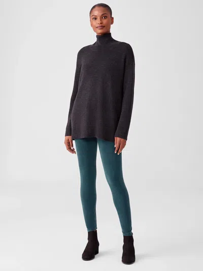 Eileen Fisher Sandwashed Cupro Knit High-waisted Leggings In Purple