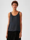 Eileen Fisher Sandwashed Cupro Scoop Neck Tank In Blue