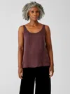 Eileen Fisher Sandwashed Cupro Scoop Neck Tank In Multi