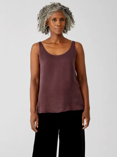 Eileen Fisher Sandwashed Cupro Scoop Neck Tank In Multi