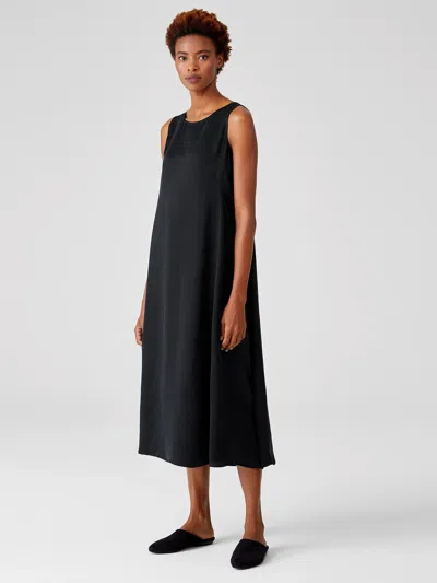 Eileen Fisher Sandwashed Cupro Shaped Dress In Black
