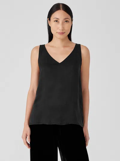 Eileen Fisher Sandwashed Cupro V-neck Tank In Gray