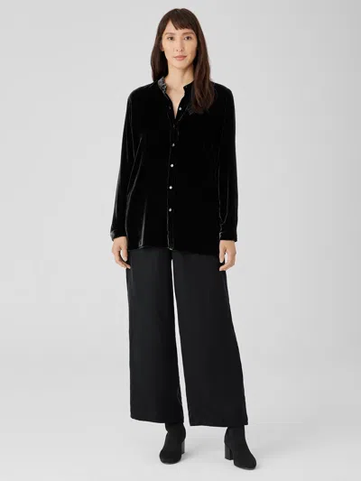 Eileen Fisher Sandwashed Cupro Wide-leg Pant In Black