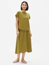Eileen Fisher Sandwashed Tencel A-line Skirt In Green