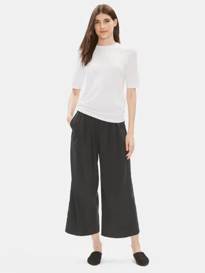 Eileen Fisher Sandwashed Tencel Pleated Wide-leg Pant In Gray