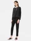 Eileen Fisher Sandwashed Tencel Round Neck Jacket In Black
