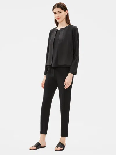 Eileen Fisher Sandwashed Tencel Round Neck Jacket In Black