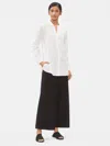 Eileen Fisher Sandwashed Tencel Stand Collar Shirt In White