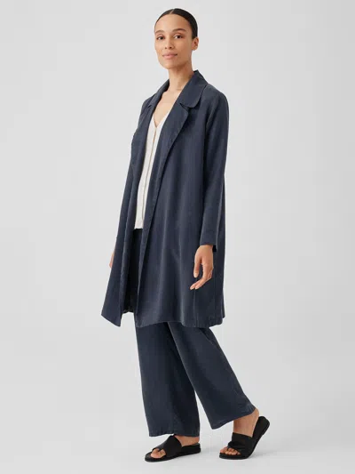 Eileen Fisher Sandwashed Twill Trench Coat In Blue