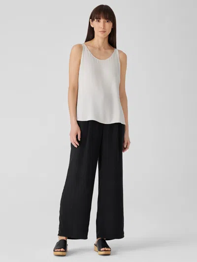Eileen Fisher Sandwashed Twill Wide Trouser Pant In Black