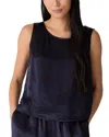 Eileen Fisher Satin Ballet Neck Shell Top In Blue