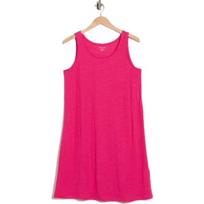 Eileen Fisher Scoop Neck Linen Tank Dress In Pink