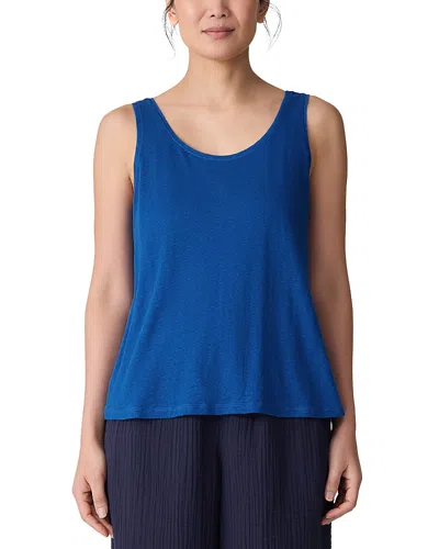 Eileen Fisher Scoop Neck Linen Tank Top In Blue