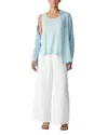 Eileen Fisher Scoop Neck Linen Tank Top In Blue