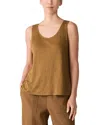 Eileen Fisher Scoop Neck Linen Tank Top In Gold