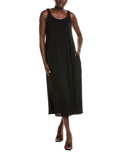 Eileen Fisher Scoop Neck Midi Dress In Black
