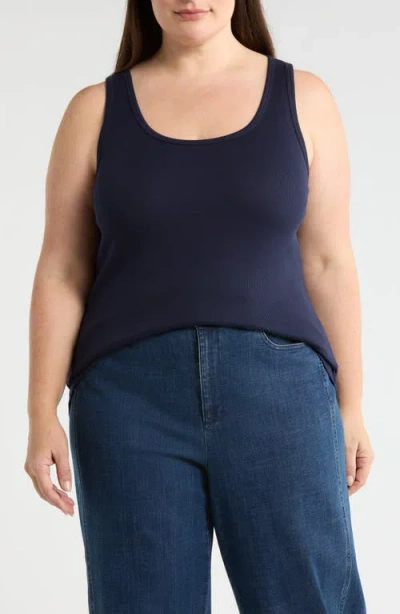 Eileen Fisher Scoop Neck Organic Cotton Tank In Blue